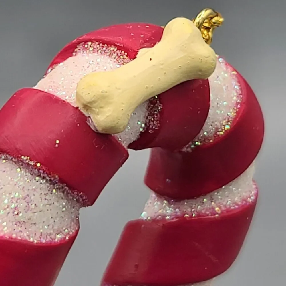 Christmas Ornament Dog Climbing Candy Cane Peppermint Stick